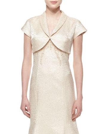 Cap-sleeve Jacquard Bolero