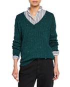Cashmere-silk Sequined Cable-knit