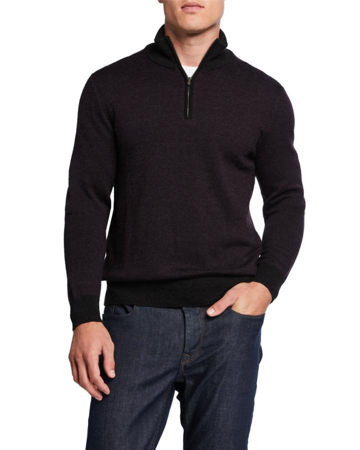 Men's Birdseye Stitch Quarter-zip