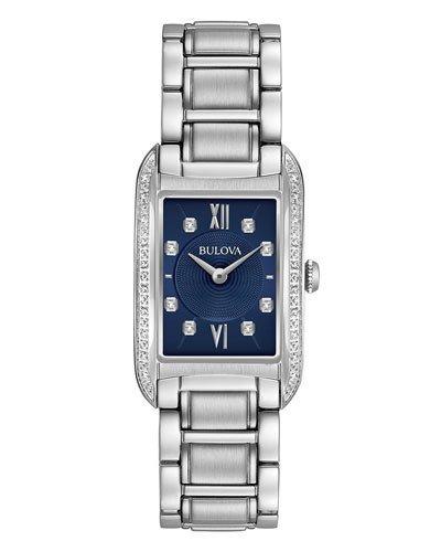 34mm Rectangular Bracelet Watch W/ Diamond Bezel