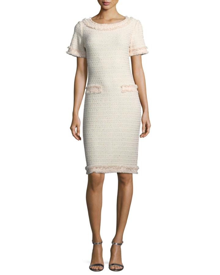 Lais Metallic-knit Dress W/fringe Trim
