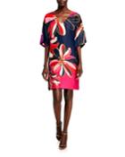 Liz Floral V-neck 1/2-sleeve Dress