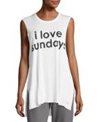 I Love Sundays Sleeveless Top, White