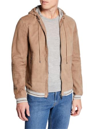 Men's Suede Zip-front Hoodie