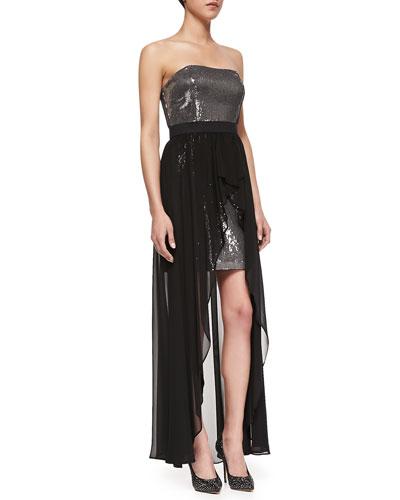Sequined Strapless Cocktail Dress
