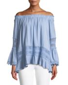 Off-the-shoulder Mixed-lace Blouse