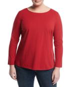 Long-sleeve Knit Tee, Red,