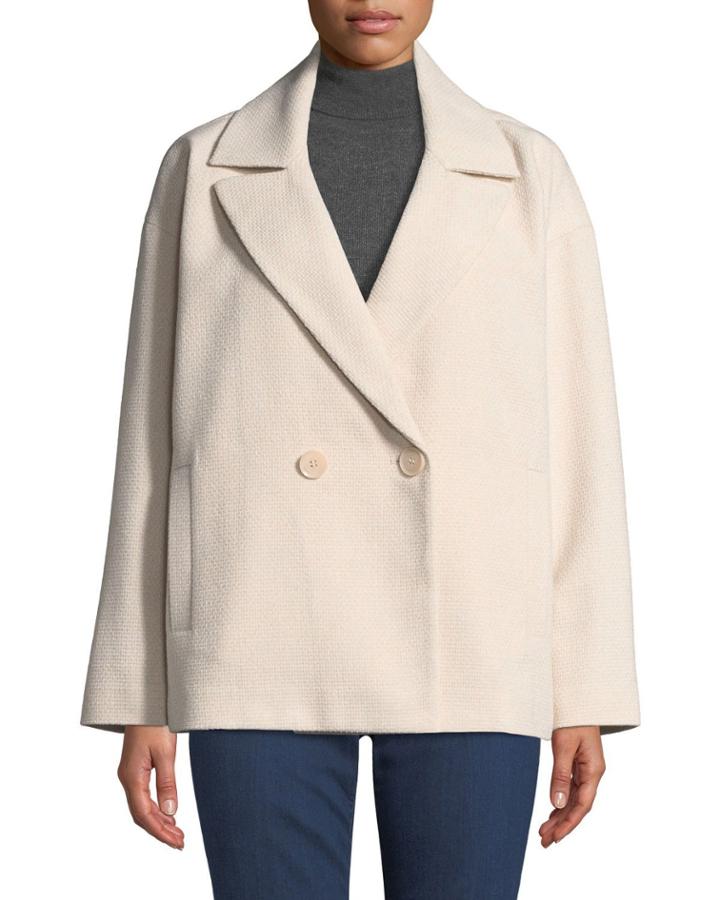 Double-breasted Tweed Pea Coat
