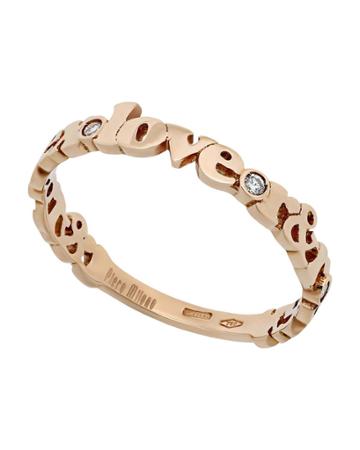 18k Yellow Gold Diamond Love-text Ring,