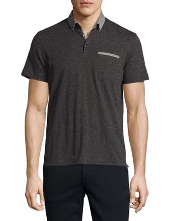 Contrast-trim Polo Shirt, Gray/black
