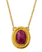 24k One-of-a-kind Ruby Pendant Necklace