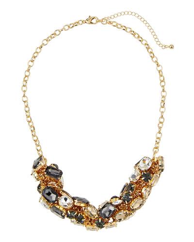 Mixed Crystal Statement Necklace, Gold