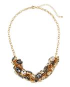 Mixed Crystal Statement Necklace, Gold