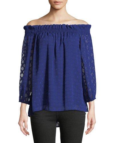 Off-the-shoulder Jacquard Blouse