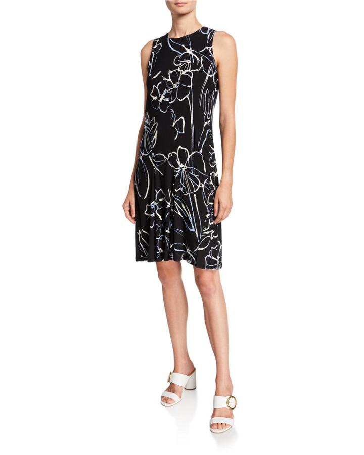 Floral Outline A-line Dress