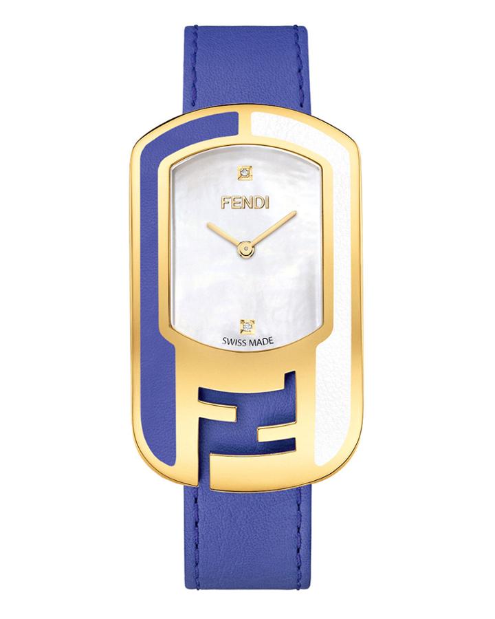 29x49mm Ff Two-tone Gold Ip Watch With Violet