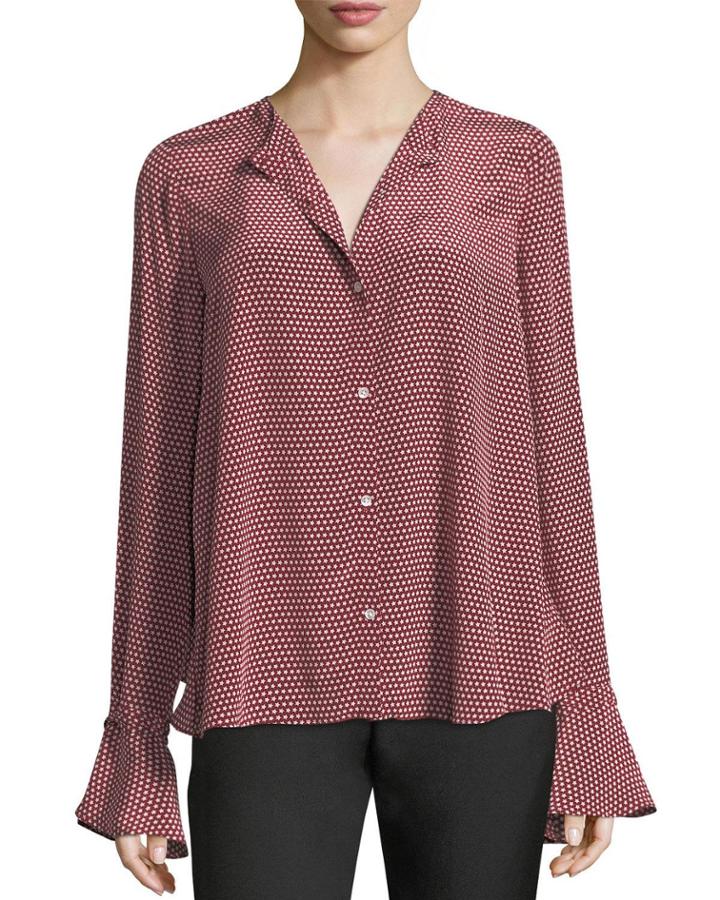 Star-print Button-front Open-back