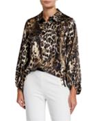 Long-sleeve Animal-print Blouse