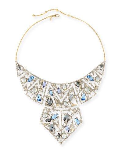 Crystal Mosaic Lace Bib Necklace