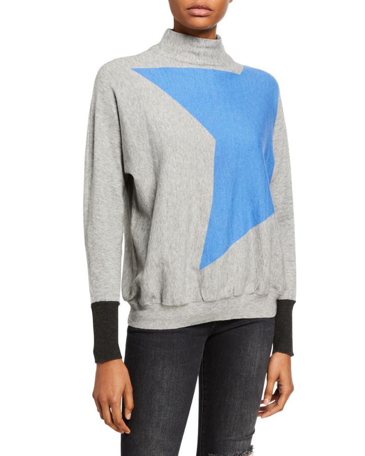 Mock-neck Star Graphic Pullover