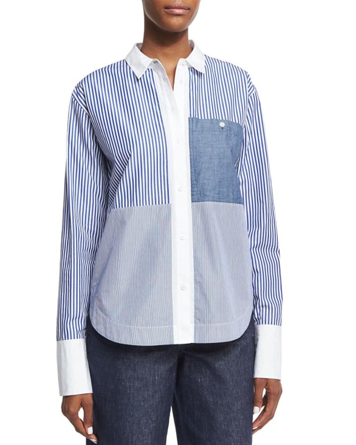 Keating Long-sleeve Striped Poplin Blouse,