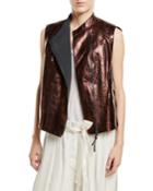 Python Glossy Asymmetric Zip-front Vest