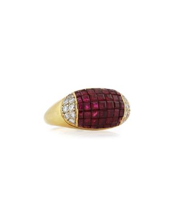 Lc Estate Jewelry Collection Estate 18k Ruby & Diamond Ring, Size
