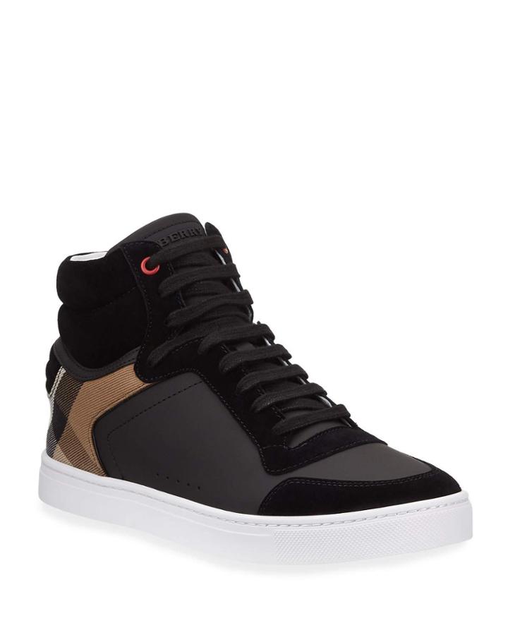 Men's Leather Check High-top