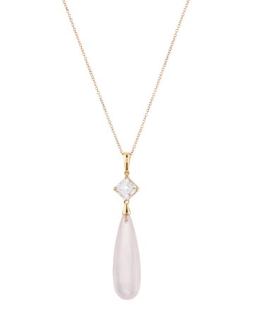 18k Rock Crystal & Pink Quartz Necklace