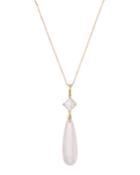 18k Rock Crystal & Pink Quartz Necklace
