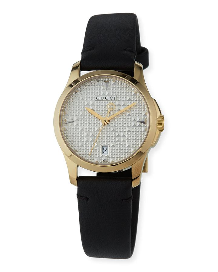 27mm G-timeless Textured Watch W/ Leather