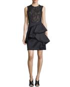 Sleeveless Ruffle-skirt Cocktail Dress, Black