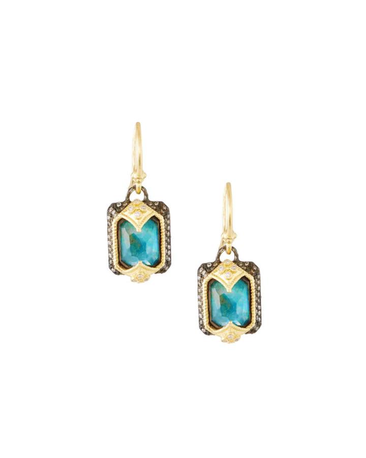 Old World Emerald-cut Drop Earrings, Green