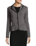 Phoebe Diamond-print Knit Jacket, Black/silver