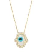 Bethany Evil Eye Hamsa Necklace W/ Mother-of-pearl