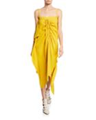 Draped Drawstring Midi Dress W/ Removable