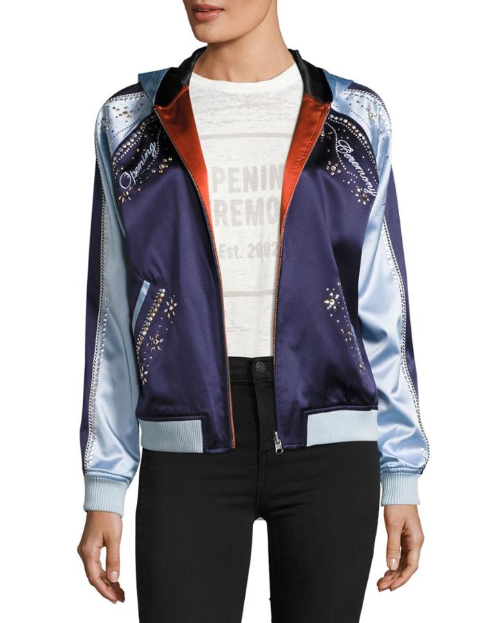 Love Stings Embellished Satin Track Jacket