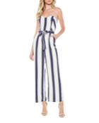 Evie Striped Strapless Belted Jumpsuit