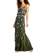 Floral Beaded Blouson A-line Evening Gown