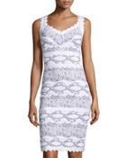 Graphic-print Bandage Dress, White/black