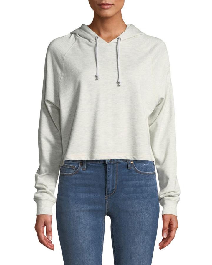 French Terry Cropped Pullover Hoodie