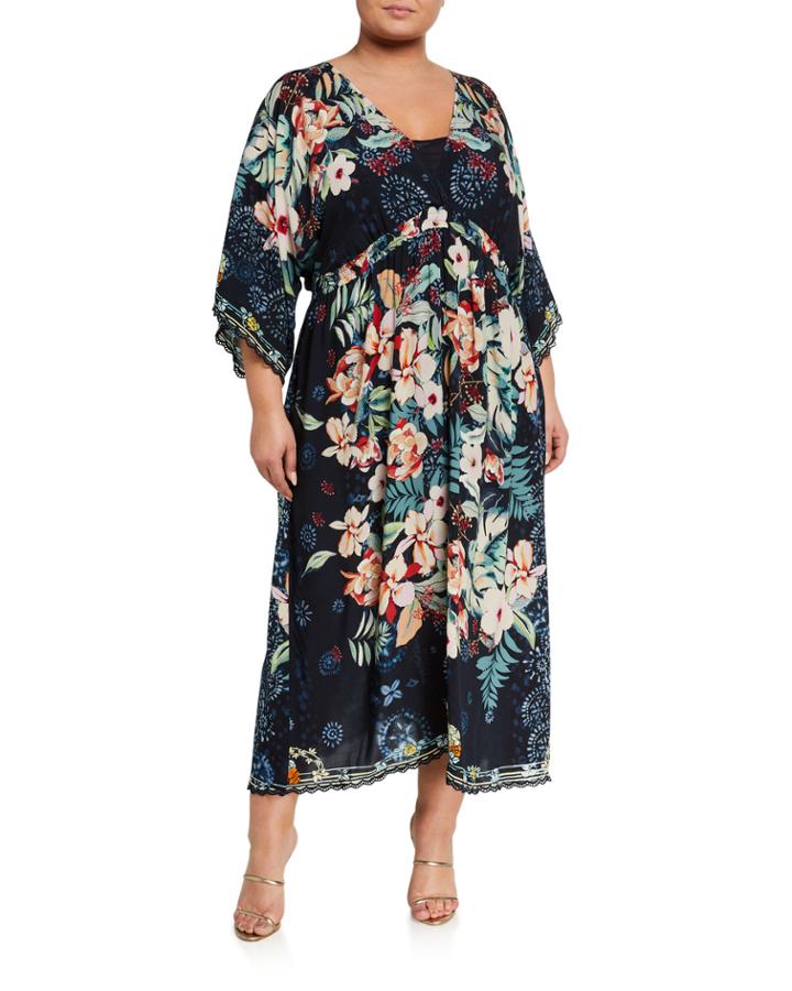 Plus Size Annia Full-sleeve Midi Dress With
