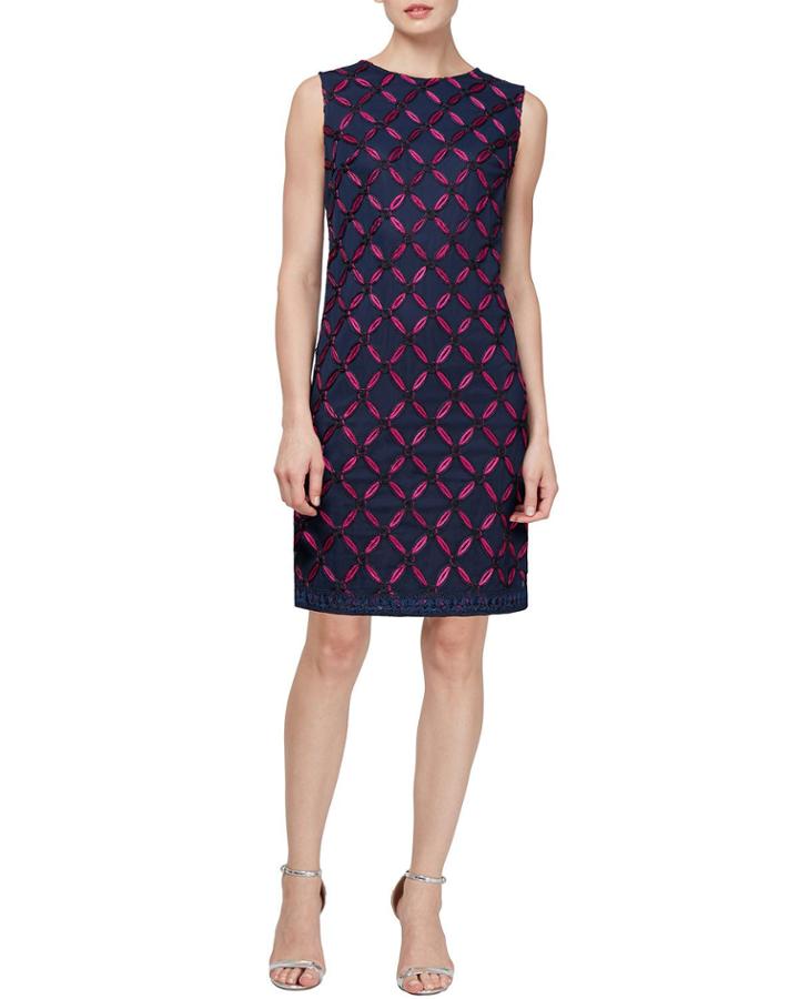Lace Contrast Shift Cocktail Dress