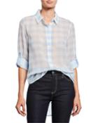 Big Gingham Button-front Blouse