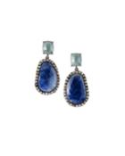 Diamond-trim Sapphire Drop Earrings