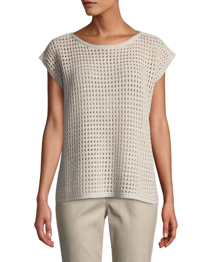 Open-stitch Sequin Sleeveless