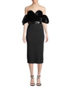Stassi Velvet & Knit Body-con Dress