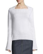 Long-sleeve Envelope-neck Pullover, Pomegranate