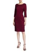 Diagonal Knit Jewel Neck Half-sleeve Dress