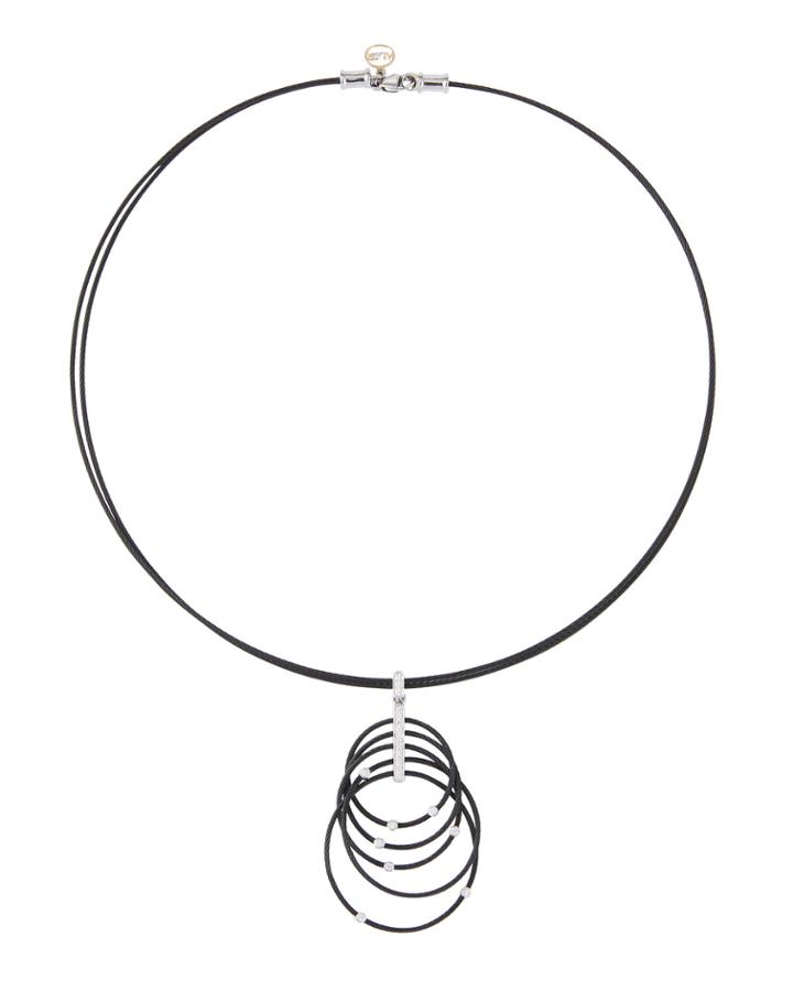 Diamond Circles Necklace, Black